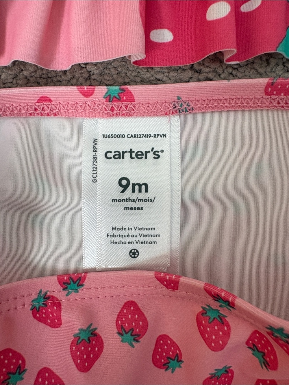 Carter's Pink Strawberry Ruffle Long-Sleeve Rashguard Set - Picture 3 of 3